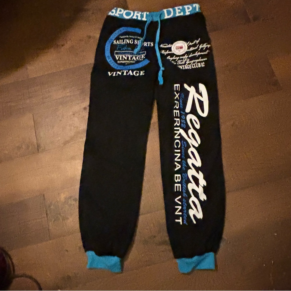 Regatta Kids Black Sweatpants with Blue Trim - Regatta